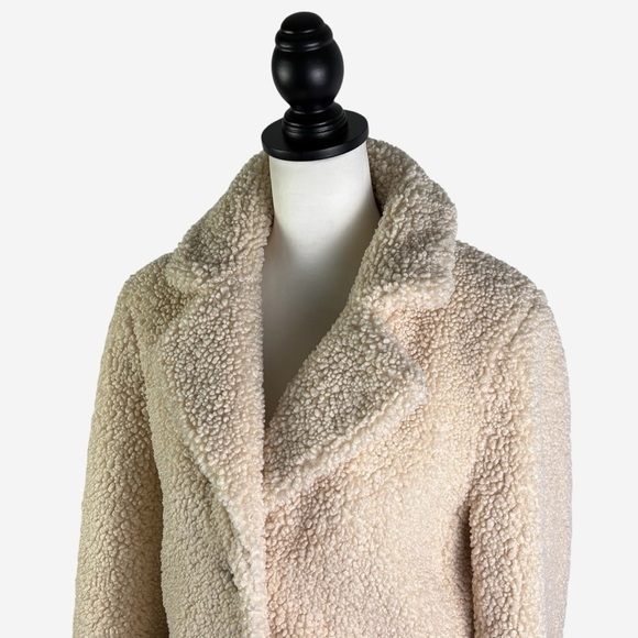 J. Crew Teddy Sherpa Jacket Ivory Cream Button Up Plush Coat - Picture 3 of 13